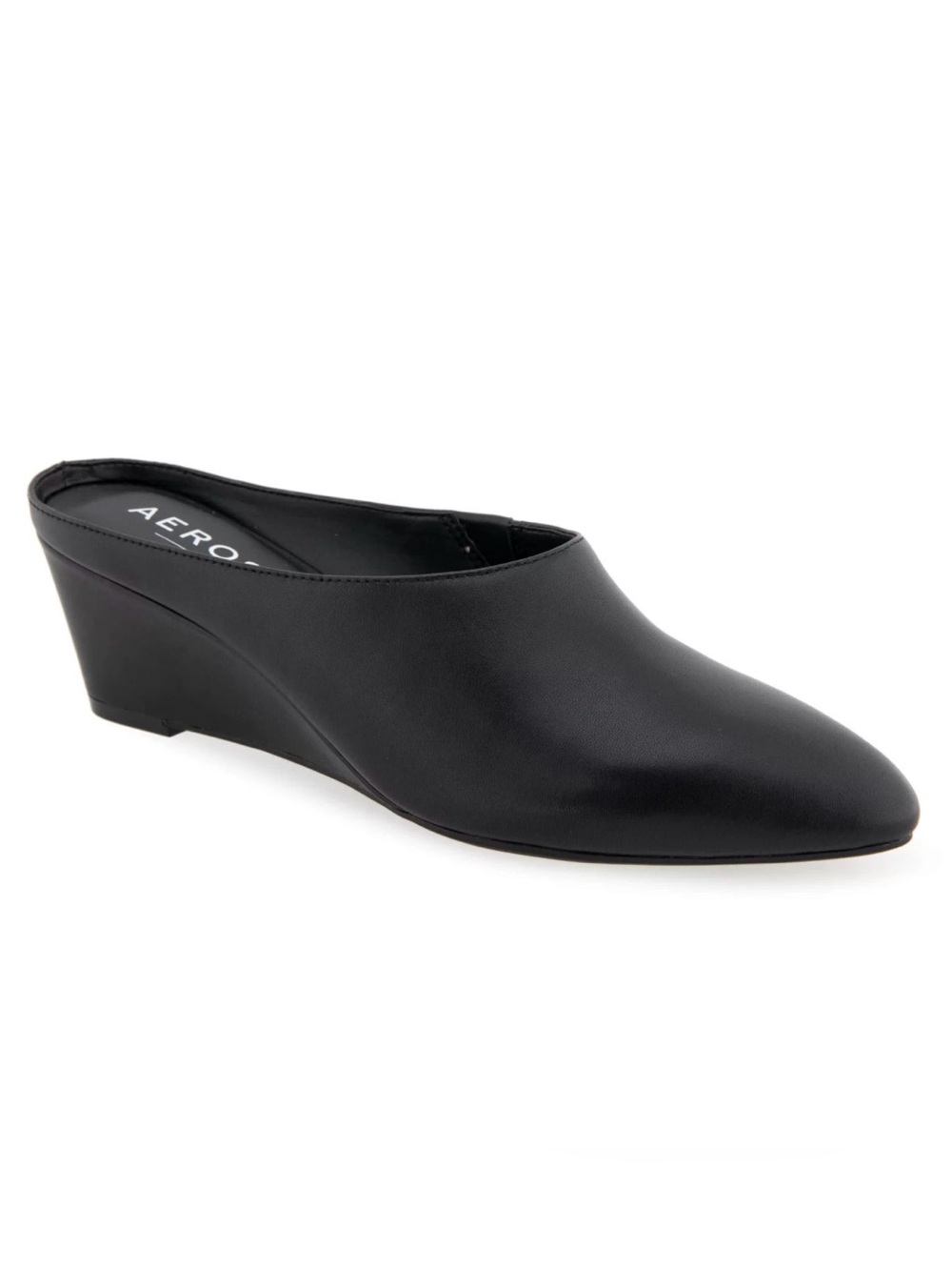 Brand New!! AEROSOLES Black Low Wedge Slip-On Mule